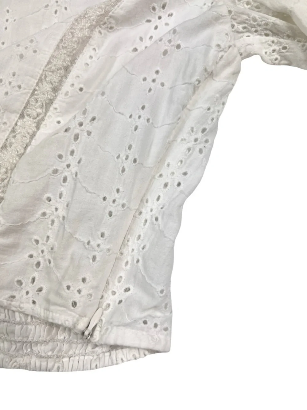 Zara‎ White Eyelet Puff-Sleeve Crop Top
